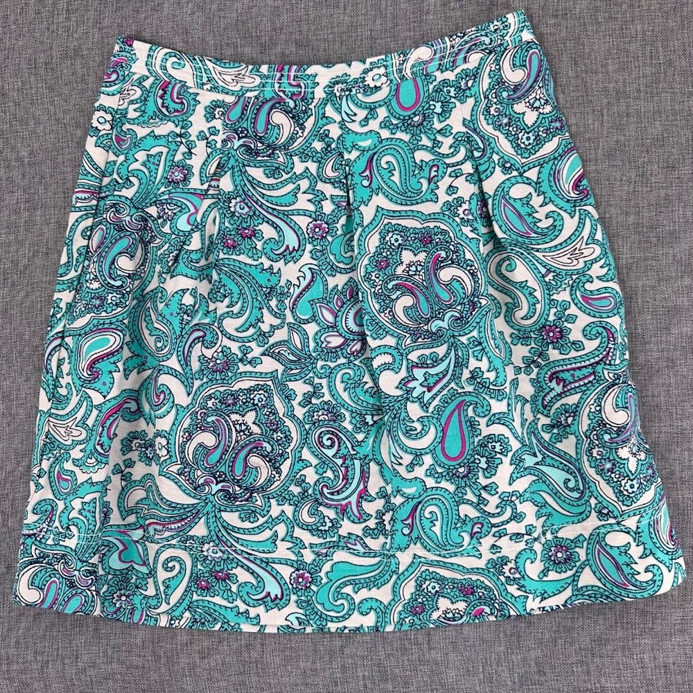 Ann‎ Taylor LOFT A-Line Skirt Linen & Rayon Size 0 Turquoise Zipper Lined